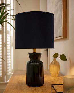 Ribbed Ceramic Table Lamp Blue - Image
