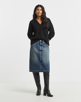 Simply Be Vintage Wash Knee Skirt