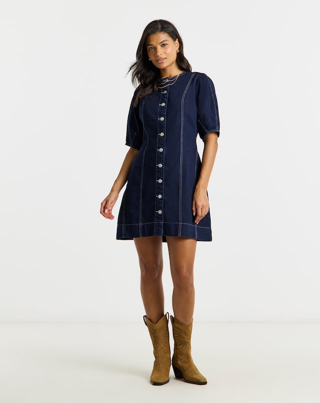 chinese dress ladies Girls Denim Dress main image 1