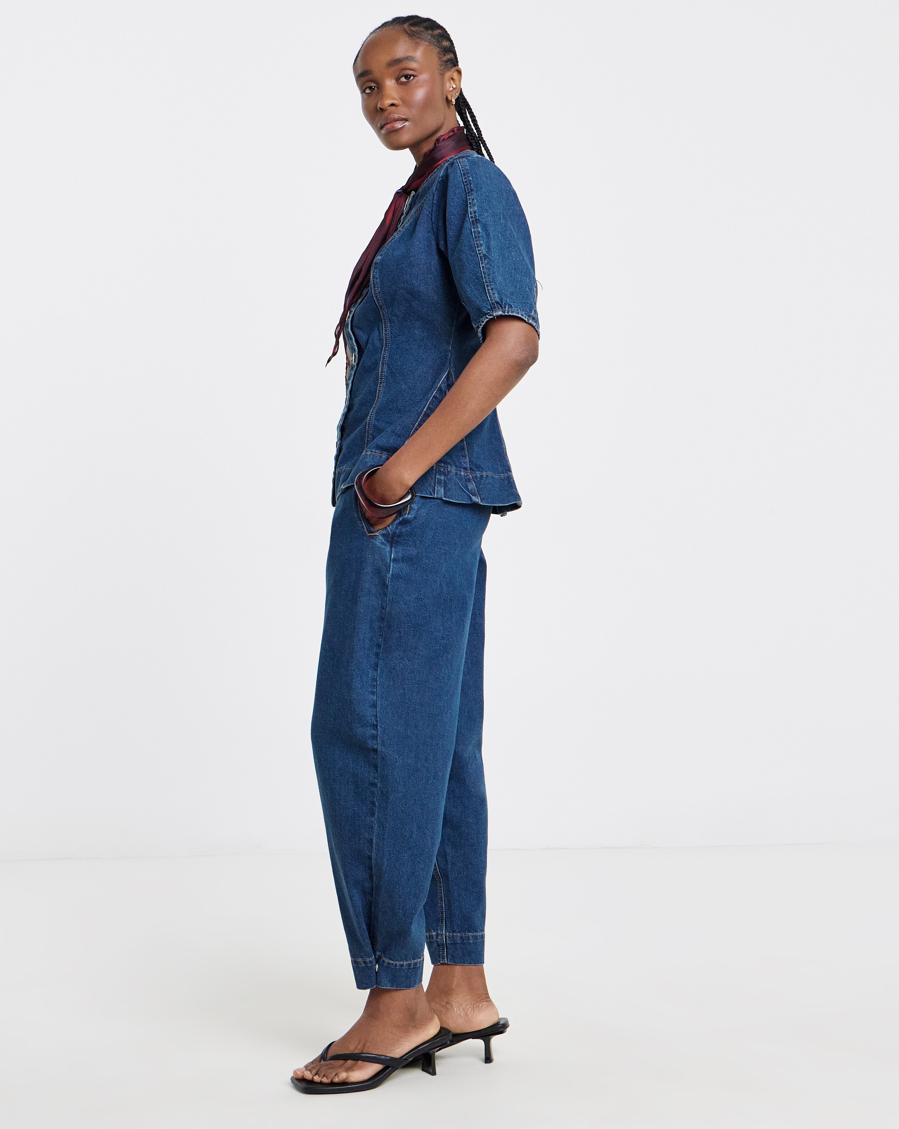 Simply Be Indigo Fruit Salad Embroidered Mom Jeans | JD Williams
