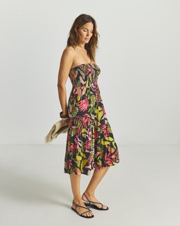 Paréo De Plage Frangé RIMA BEACHWEAR - Motif Tropical Caribbean - 70 X 44 Pouces - Occasion Très Bon état