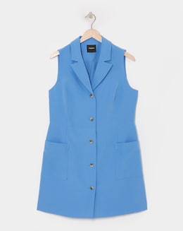 Simply Be Blue Sleeveless Waistcoat Dress