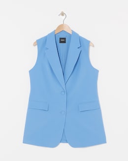 Blue Longline Tailored Waistcoat - Image