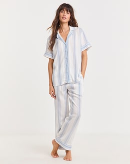 Linen Stripe Button Through PJ Set - Image