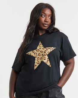 Simply Be Leopard Star Graphic T-Shirt - Image