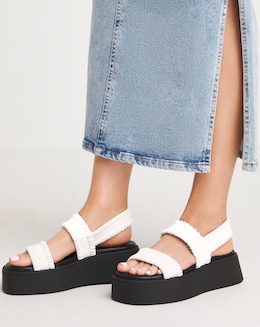Ruched Strapped Flatform Sandal Ex Wide - Image