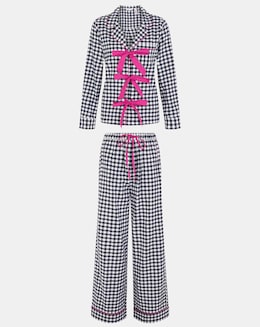 Accessorize Bow Gingham Long Pyjamas Set
