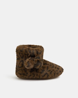 Accessorize Fluffy Leopard Slipper Boots