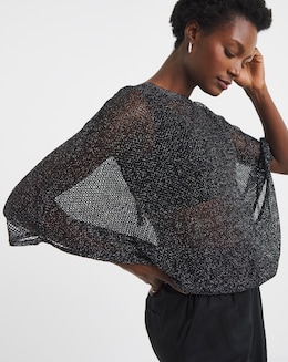 Lurex Mesh Tie Neck Top - Image