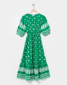 Contrast Broderie Tea Dress - Image