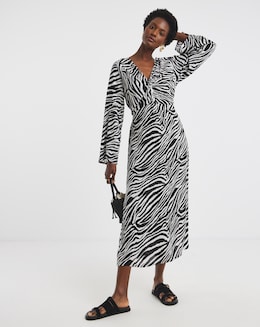 Crinkle Twist Detail Midi Dress - Image