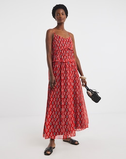 Chiffon Sleeveless Tiered Dress - Image