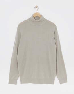 Stone Merino Wool Roll Neck - Image