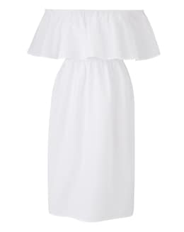 Value White Cotton Bardot Beach Dress - Image