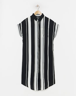 Simply Be Mono Stripe Midi Shirt Dress