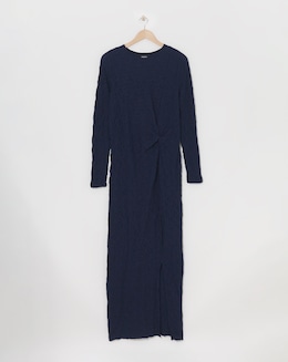 Simply Be Navy Textured Jersey Knot Detail Maxi Dress