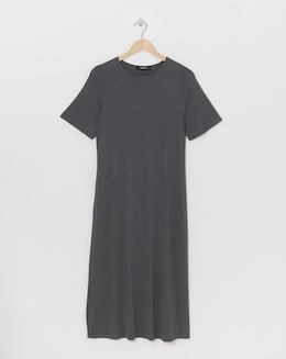 Simply Be Grey Viscose Elastane T-Shirt Midi Dress