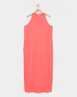 Simply Be Coral Textured Jersey Racer Maxi Dress