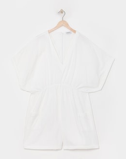 Simply Be White Cheesecloth Playsuit