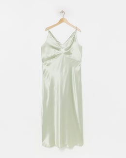 Simply Be Sage Satin Cami Slip Dress
