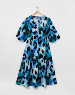 Blue Animal Textured Maxi Dress - Image