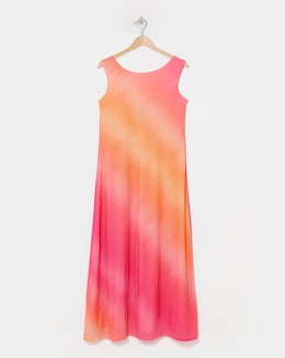 Simply Be Ombre Print Scoop Back Textured Mesh Maxi Dress