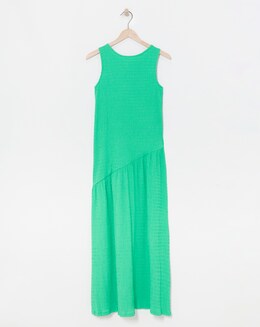 Textured Jersey Asymmetric Maxi Dress - Image