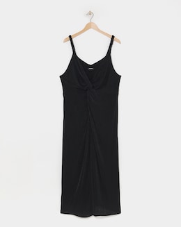 Black Slinky Knot Detail Plait Strap Midaxi Dress