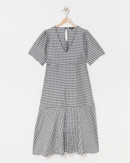 Simply Be Black And White Tiered Gingham Midi Dress
