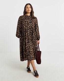 Simply Be Printed Pocket Midi Dress - Image