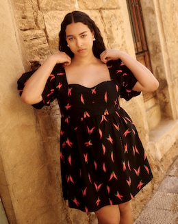 Simply Be Chilli Print Cotton Poplin Skater Dress