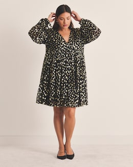 Simply Be Gold Animal Jacquard Smock Dress