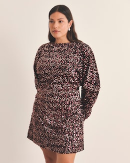 Simply Be Burgundy Velour Sequin Mini Dress