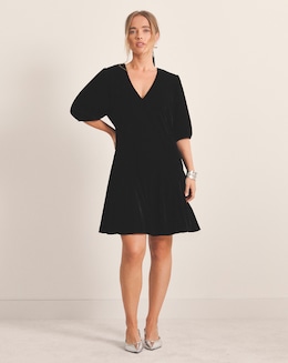 Simply Be Black Velour Godet Swing Dress