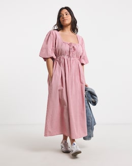 Seersucker Gingham Midi Dress - Image