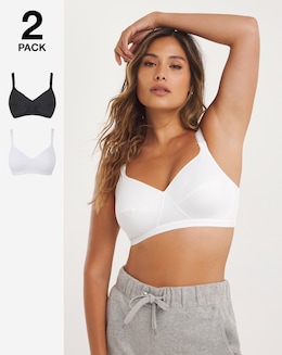 Playtex Essentials 2 Pack Bras Blk/Wht - Image