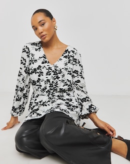 Lovedrobe Mono Floral Blouse - Image