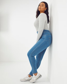 Simply Be Sculpt &amp; Define Mid Blue Skinny Jeggings