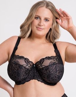 Curvy Kate Lovelace Side Support Stretch Fit Balcony Wired Bra Black/Taupe