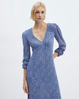 Mango Printed Bow Tie Dress - Image