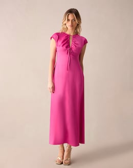 Ro&Zo Satin Keyhole Front Maxi Dress - Image