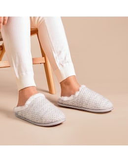 Totes Ladies Sparkle Knit Swept Back Mule Slippers