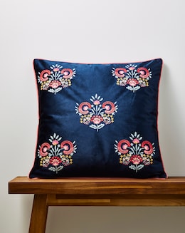 Millie Embroidered Floral Velvet Cushion - Image