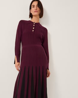Monsoon Prue Knit Pleated Shirt Dress