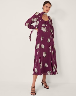 Monsoon Amber Floral Midi Dress & Scarf - Image