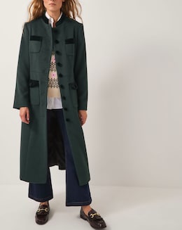 Monsoon Viv Velvet Trim Military Coat - Image
