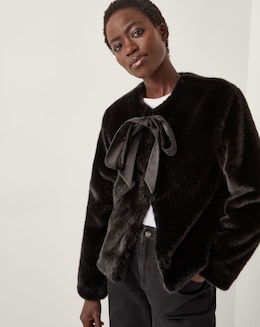 Monsoon Farah Bow Faux Fur Jacket