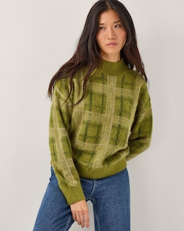 Monsoon Cleo Brushed Check Print Jumper