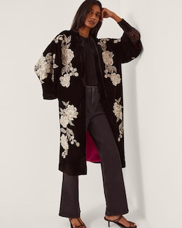 Monsoon Fia Floral Velvet Kimono