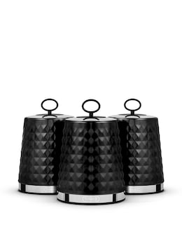 Tower Solitaire Set of 3 Canisters-Black